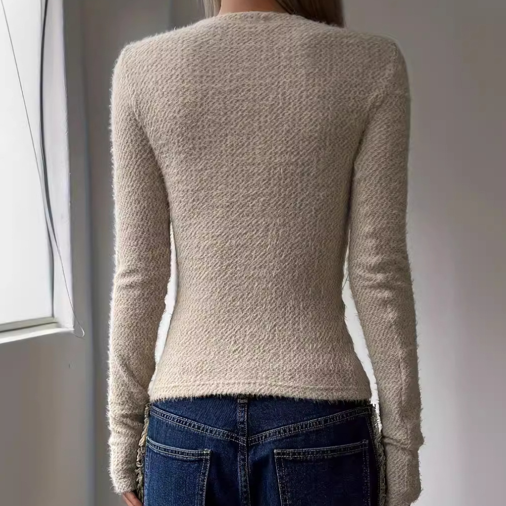 Nereava - Pull Tricoté Chaud et Minimaliste pour Femme