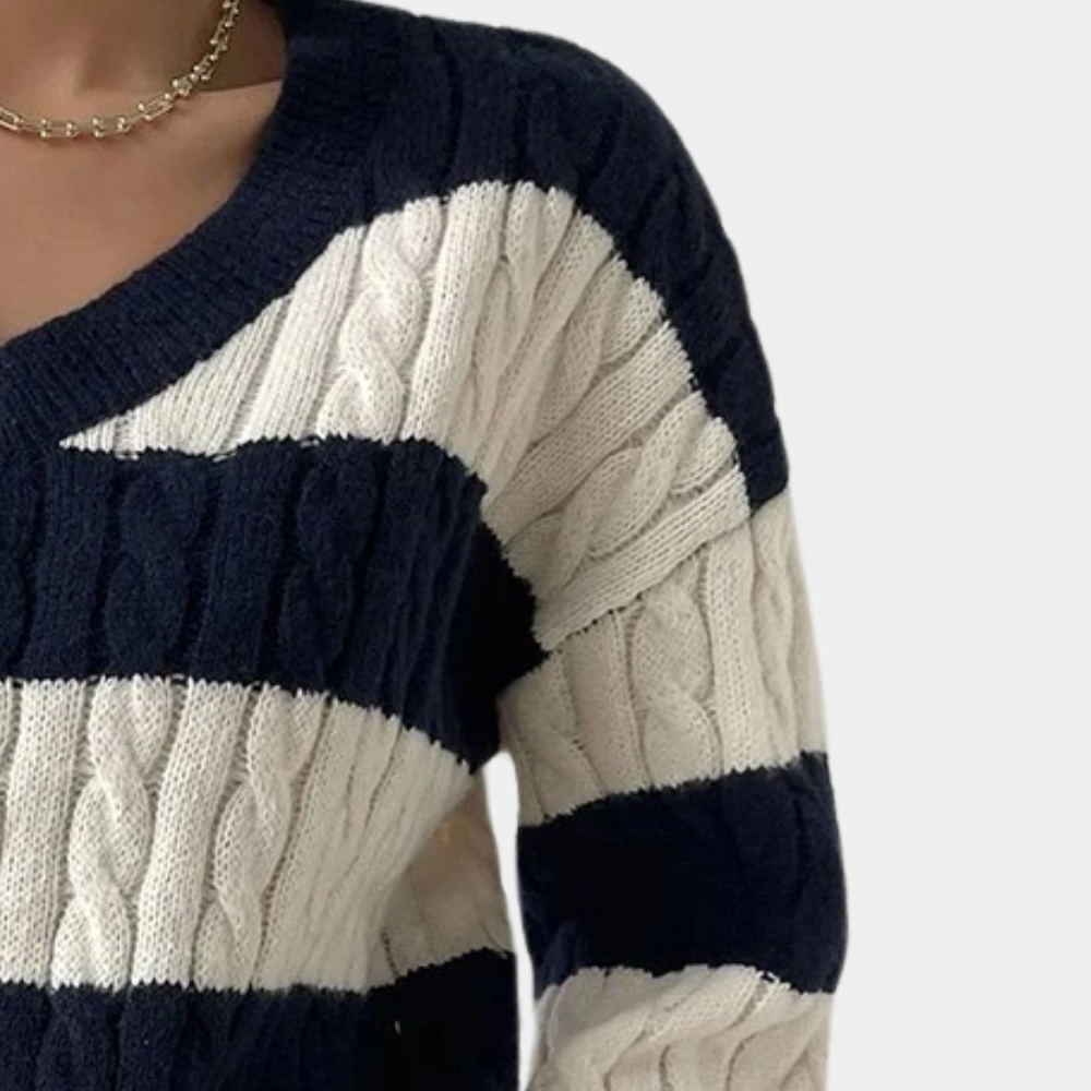 Luisa - Pull en Tricot à Rayures Décontracté pour Femmes